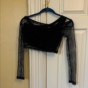 Black Mesh Off-Shoulder Top